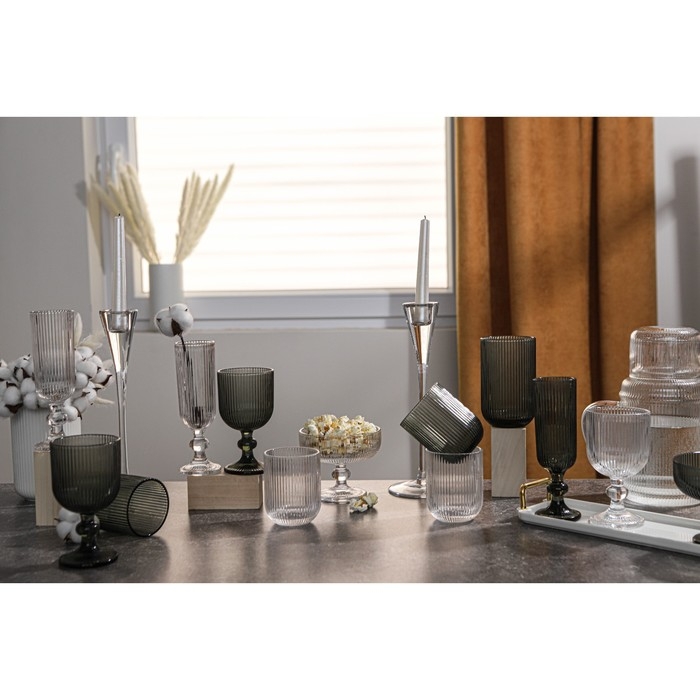 Бокал для вина стеклянный Magistro «Грани», 250 мл, 8×14,5 см, цвет графит Бокал для вина стеклянный Magistro «Грани», 250 мл, 8×14,5 см, цвет графит