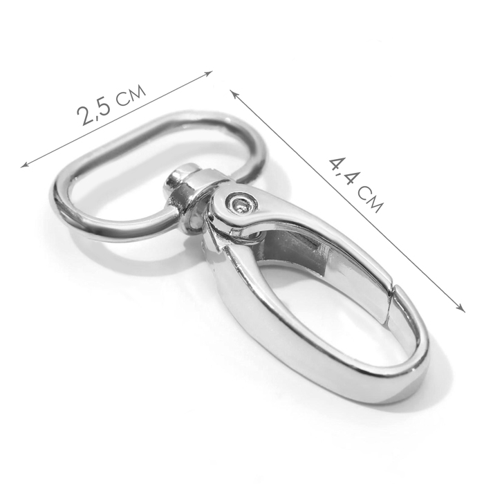 Карабин металлический, 44 × 25 мм / 20 × 2,2 мм, 10 шт, цвет серебряный Карабин металлический, 44 × 25 мм / 20 × 2,2 мм, 10 шт, цвет серебряный