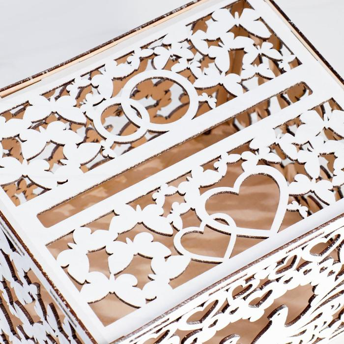 Свадебный банк Свадебный банк "Голуби", белый, сборный, 24х19,5х16 см