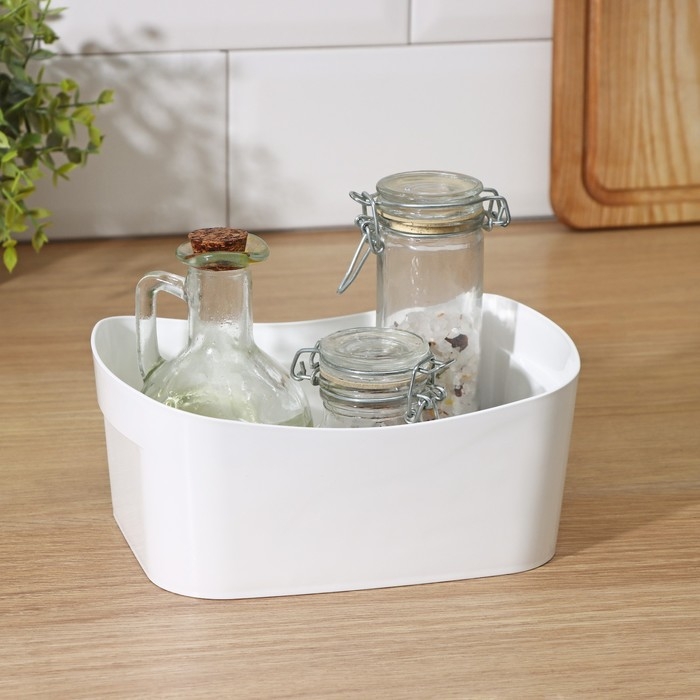 Корзинка для хранения без крышки, 1,6 л, 19×14×8 см, цвет белый Корзинка для хранения без крышки, 1,6 л, 19×14×8 см, цвет белый