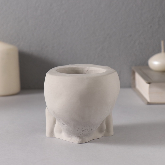 Подсвечник  Подсвечник "Череп Прятки" 7*10см т.серый