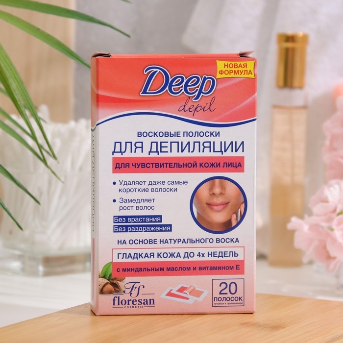 Восковые полоски Deep depil для депиляции чувствительной кожи лица, 20 шт Восковые полоски Deep depil для депиляции чувствительной кожи лица, 20 шт
