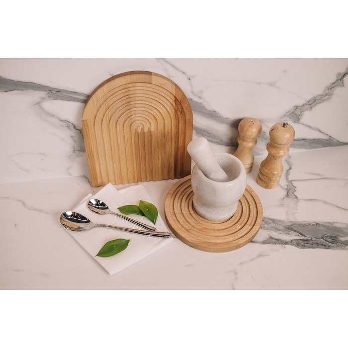 Ступка с толкушкой Magistro «Мрамор», натуральный камень, цвет белый Ступка с толкушкой Magistro «Мрамор», натуральный камень, цвет белый