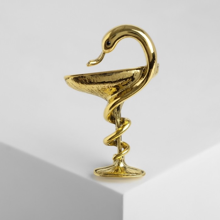 Новый год! Символ года 2025! Брошь «Змея в геральдике» знак, 4,4 см, цвет чернёное золото Новый год! Символ года 2025! Брошь «Змея в геральдике» знак, 4,4 см, цвет чернёное золото