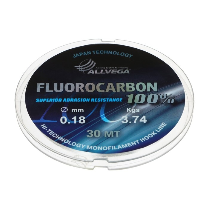 Леска монофильная ALLVEGA FX Fluorocarbon 100%, диаметр 0.18 мм, тест 3.74 кг, 30 м, прозрачная Леска монофильная ALLVEGA FX Fluorocarbon 100%, диаметр 0.18 мм, тест 3.74 кг, 30 м, прозрачная