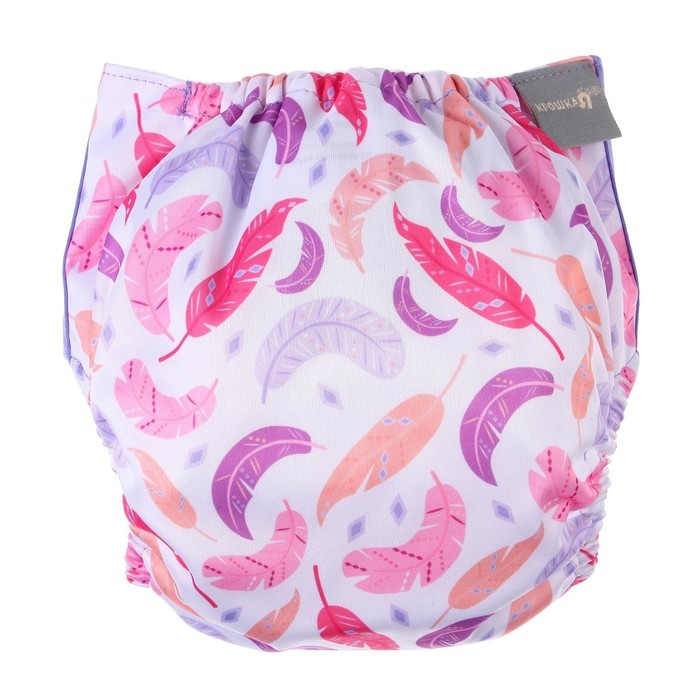 Многоразовый подгузник «Перья», 3-15 кг, разноцветный, Крошка Я Многоразовый подгузник «Перья», 3-15 кг, разноцветный, Крошка Я