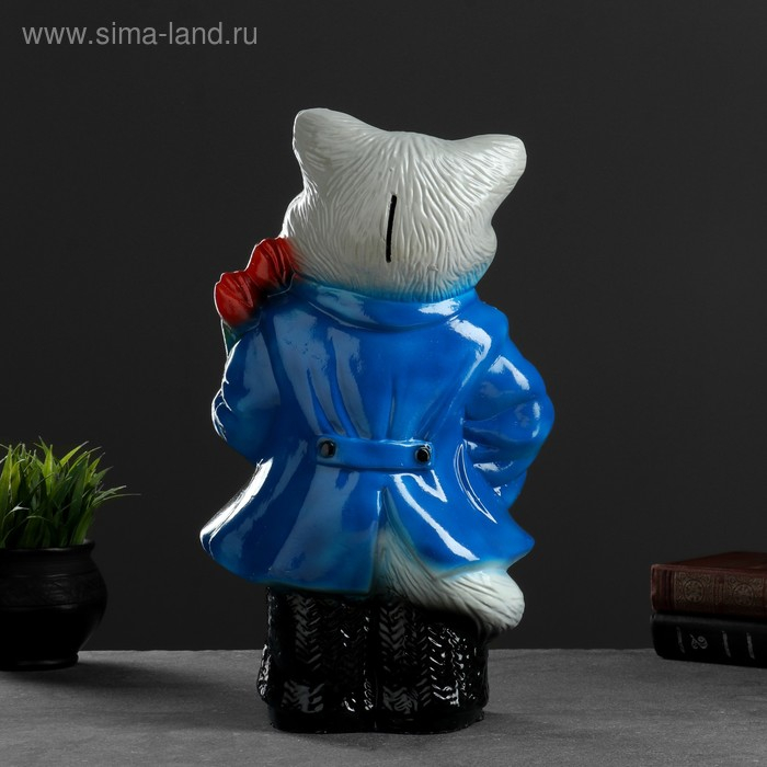 Копилка Копилка "Кот большой с тюльпанами" серый 20х23х41см МИКС