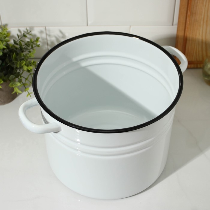 Кастрюля эмалированная без деколи, 9 л, индукция, ручка МИКС, цвет белый Кастрюля эмалированная без деколи, 9 л, индукция, ручка МИКС, цвет белый