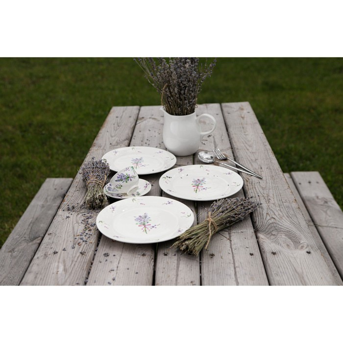 Тарелка фарфоровая обеденная Доляна «Лаванда», d=25.3 см, цвет белый Тарелка фарфоровая обеденная Доляна «Лаванда», d=25.3 см, цвет белый