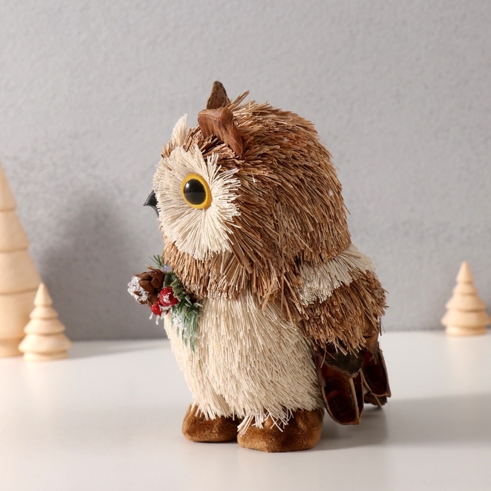 Декор Декор "Совушка с шишкой и еловой веточкой на грудке" 17,5х11,5х12 см