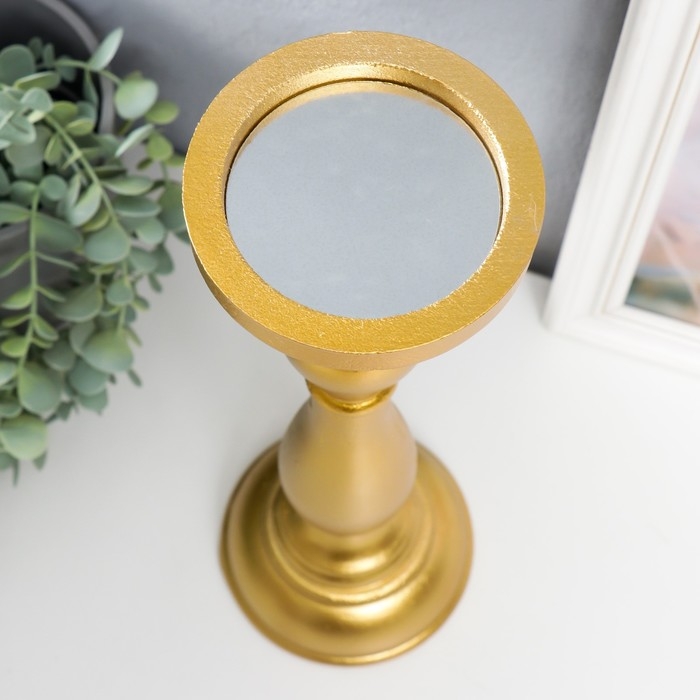 Подсвечник дерево на 1 свечу Подсвечник дерево на 1 свечу "Оскар" золотой 36,5х10х10 см