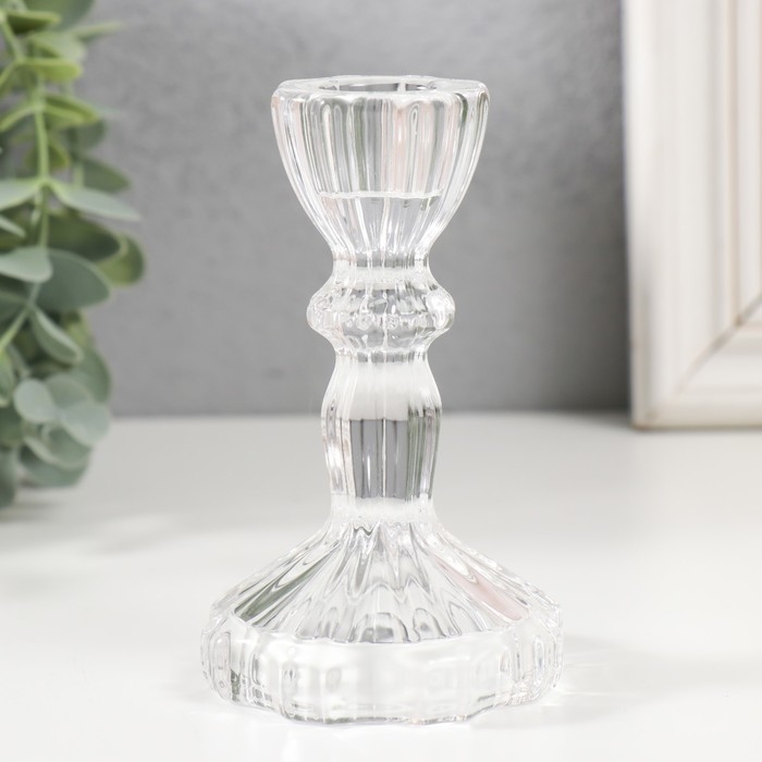 Подсвечник стекло на 1 свечу Подсвечник стекло на 1 свечу "Воздух. Колонна" прозрачный 6,3х6,3х11 см