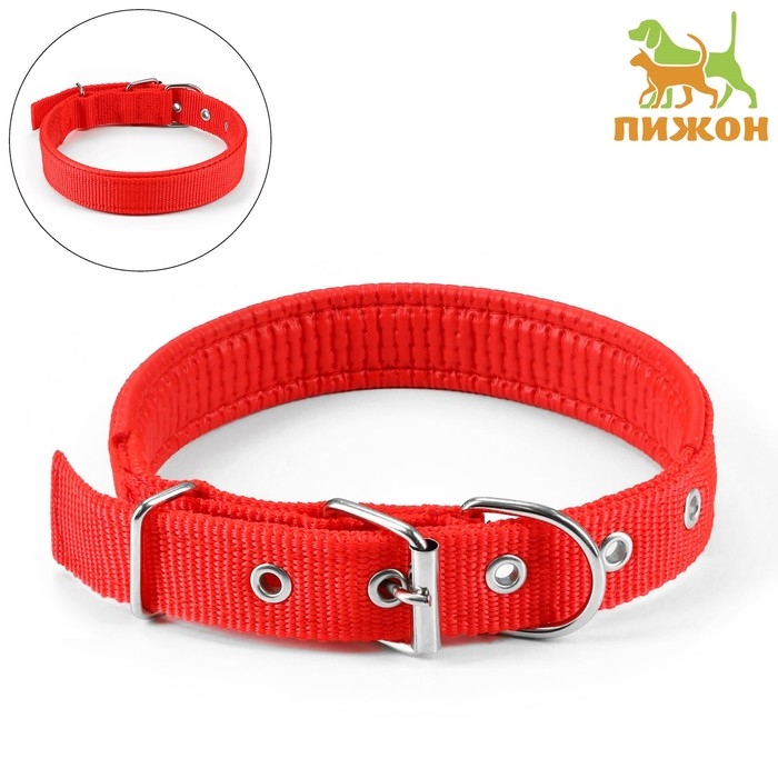 Ошейник Ошейник "Комфорт" комбинированный, 55 х 2,5 см, ОШ 40-50 см, красный