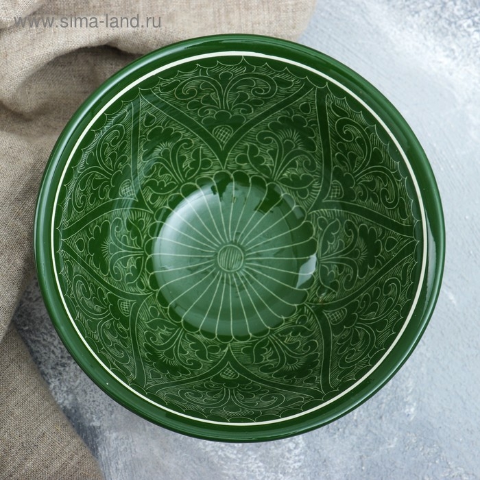 Коса Риштанская Керамика  Коса Риштанская Керамика "Узоры", 18 см, большая, зелёная