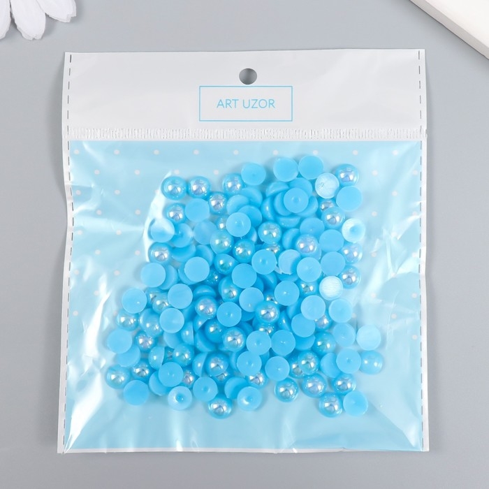 Декор для творчества пластик Декор для творчества пластик "Половинки бусин. Голубой" 20 гр 0,8х0,8 см