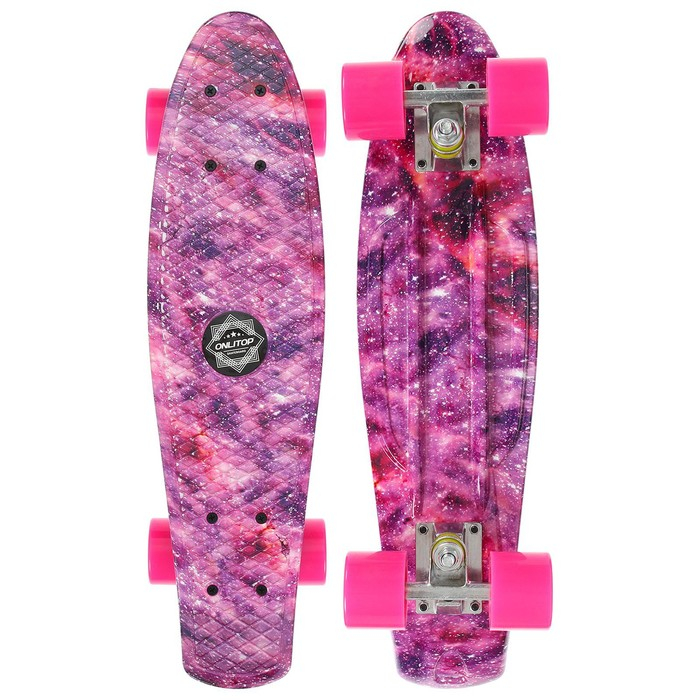 Пенниборд ONLITOP, 55х15 см, колёса PU, ABEC 7, алюминиевая рама, цвет розовый Пенниборд ONLITOP, 55х15 см, колёса PU, ABEC 7, алюминиевая рама, цвет розовый