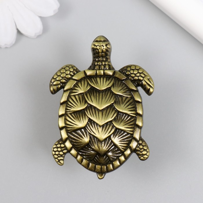 Ручка для шкатулки металл Ручка для шкатулки металл "Черепаха" бронза 6,1х4,4 см
