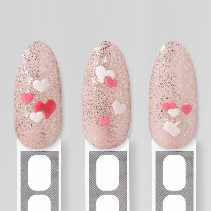 Наклейки для ногтей «Сердечки», объемные, цвет красный/белый Наклейки для ногтей «Сердечки», объемные, цвет красный/белый