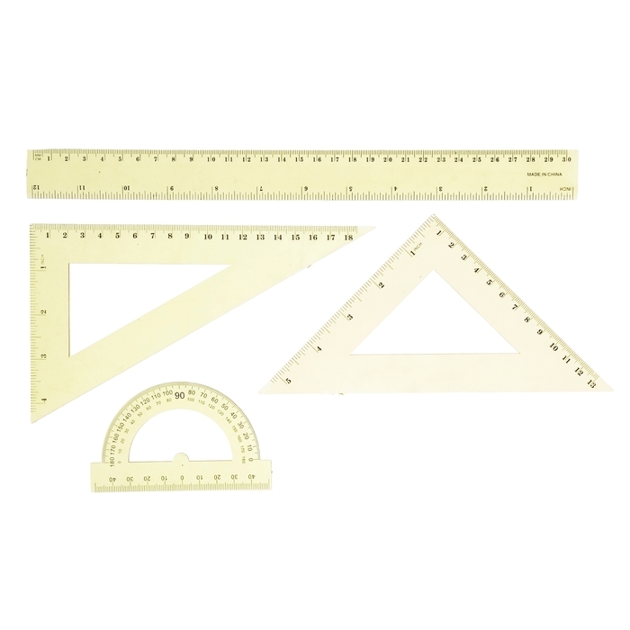 Набор геометрический: линейка 30 см, 2 угольника, транспортир, тонированный, МИКС Набор геометрический: линейка 30 см, 2 угольника, транспортир, тонированный, МИКС