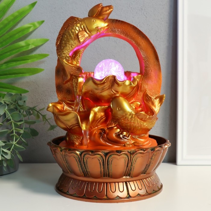 Фонтан настольный с подсветкой Фонтан настольный с подсветкой "Золотые карпы" 20х20х27 см