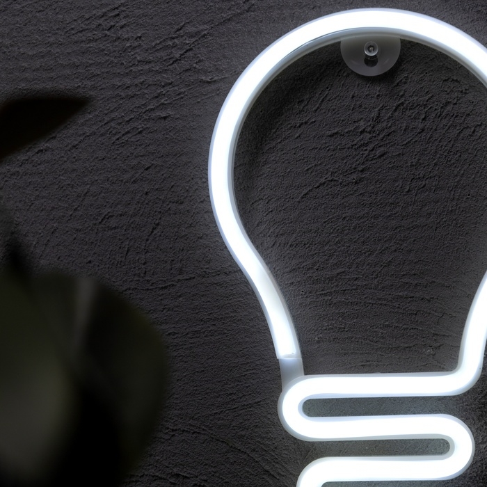 Неоновая вывеска «Лампочка» 16.5 x 25.5 см, батарейки AAx3 (не в комплекте) + USB, свечение белое