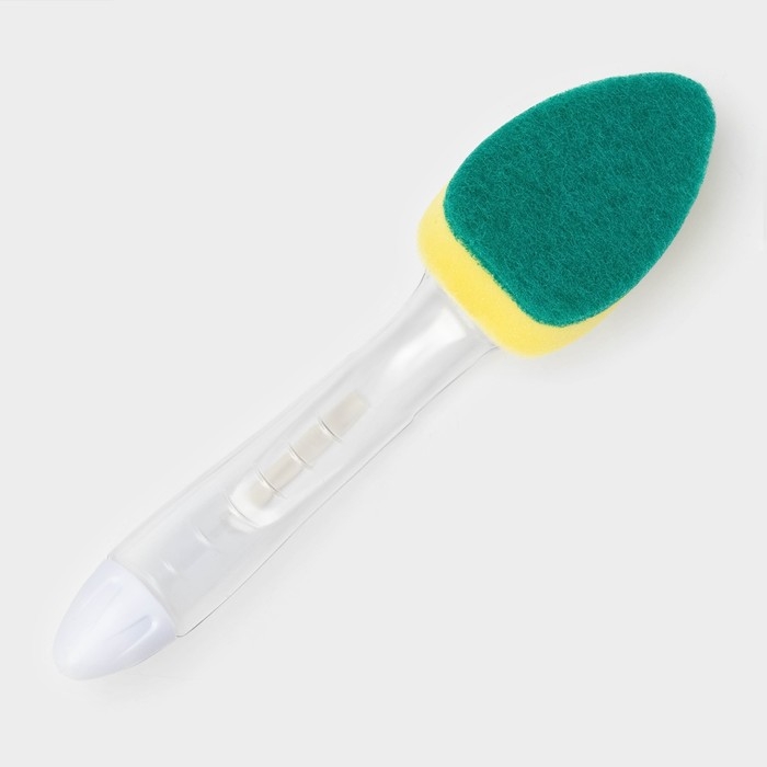 Губка для посуды Доляна, с ручкой дозатором, поролон, абразивное покрытие, 24×5,5×8 см Губка для посуды Доляна, с ручкой дозатором, поролон, абразивное покрытие, 24×5,5×8 см