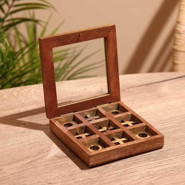 Игра настольная  Игра настольная "Крестики-нолики" 13х13 см, манговое дерево, латунь