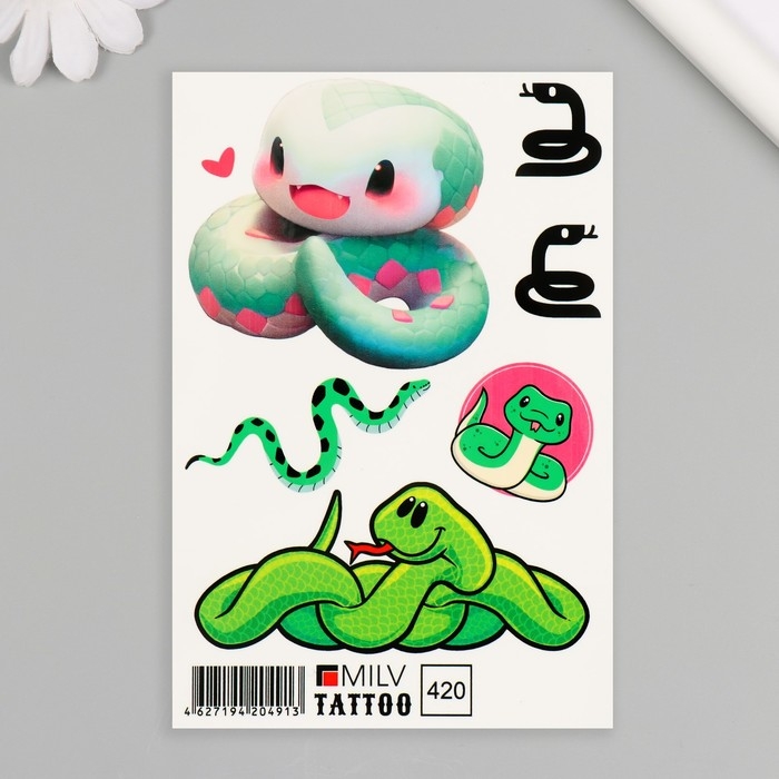 Новогодня татуировка на тело Новогодня татуировка на тело "Змейки" 10х15 см