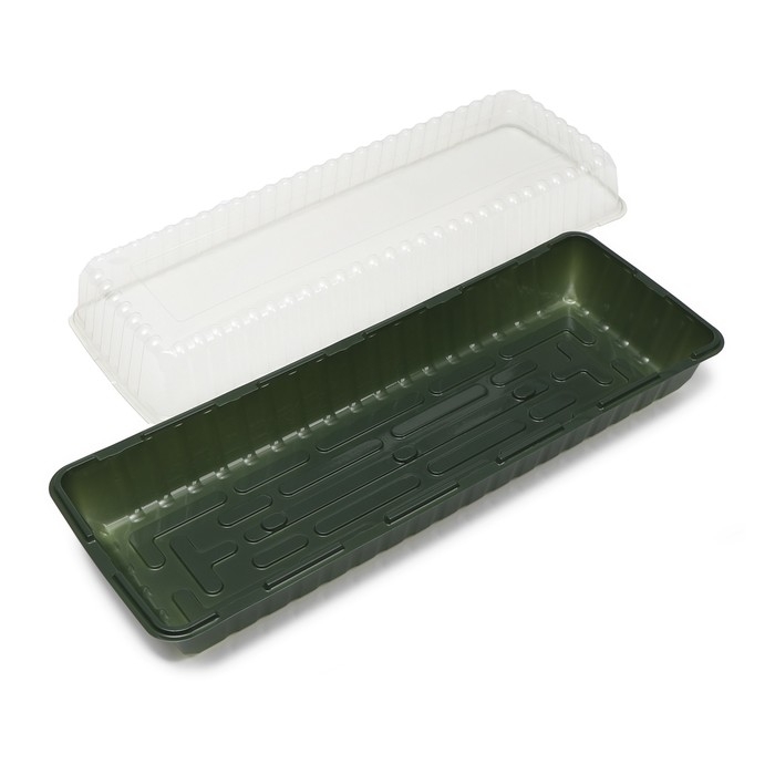 Мини-парник для рассады, 58 × 21 × 12 см, без вставок, тёмно-зелёный, Greengo