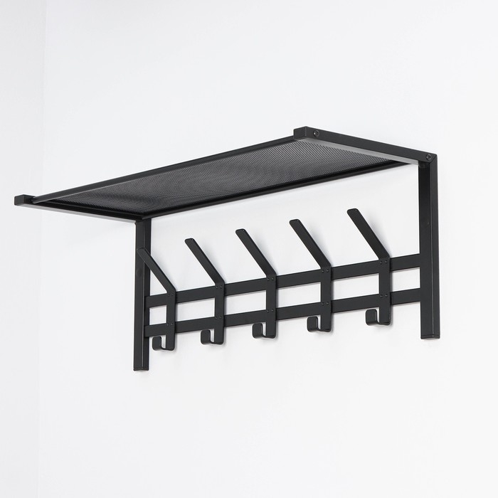 Вешалка с полкой «Торонто 21», 67×27×27 см, 5 двойных крючков, цвет чёрный Вешалка с полкой «Торонто 21», 67×27×27 см, 5 двойных крючков, цвет чёрный