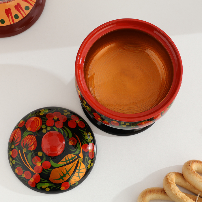 Сахарница «Ягодка» на ножке, 12×9 см, хохлома