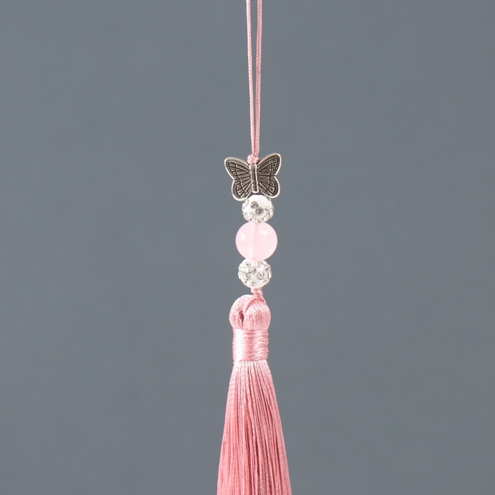 Подвеска текстиль, металл  Подвеска текстиль, металл "Бабочка" пыльная роза 1х1,2х16,5 см