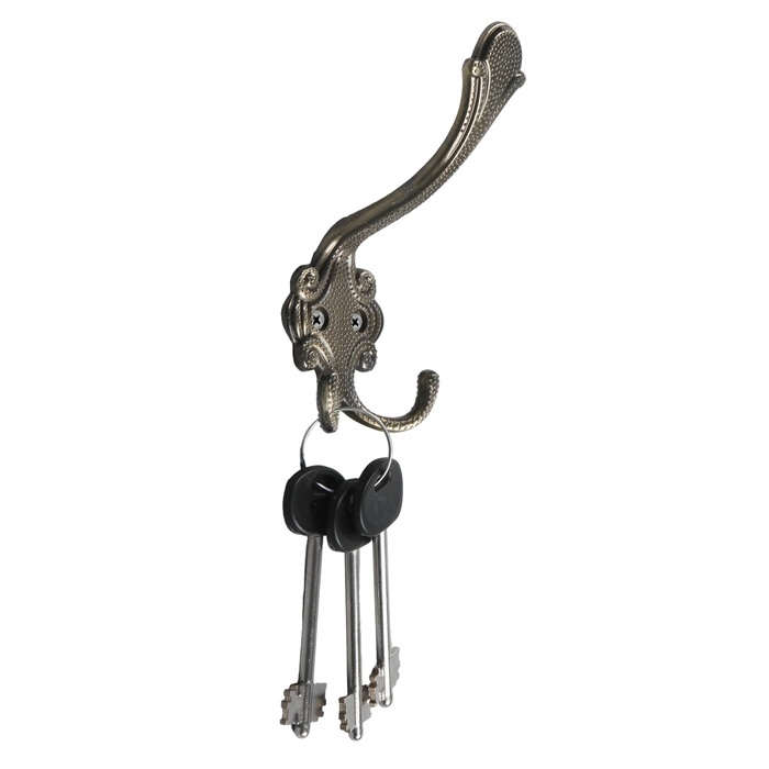 Крючок мебельный ТУНДРА TKT005, трехрожковый, бронза Крючок мебельный ТУНДРА TKT005, трехрожковый, бронза