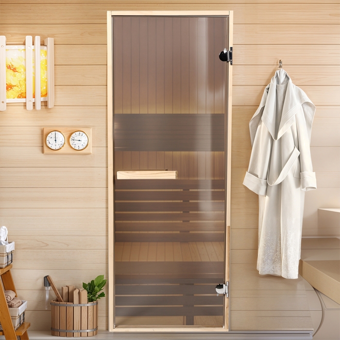 Дверь для бани и сауны стеклянная Дверь для бани и сауны стеклянная "Бронза", размер коробки 180х67, 6мм