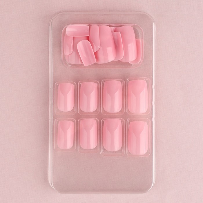 Накладные ногти «Нюд», 24 шт, клеевые пластины, форма квадрат, цвет глянцевый нежно-розовый Накладные ногти «Нюд», 24 шт, клеевые пластины, форма квадрат, цвет глянцевый нежно-розовый