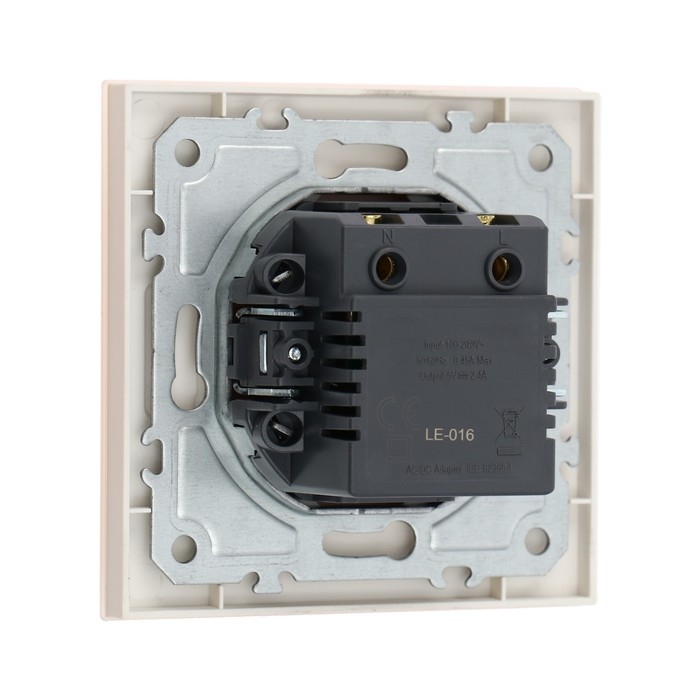 Розетка с USB-A + USB-C разъёмами, 2.1 A, 5В, TOT Matte Glass, скрытая, стекло, бежевая