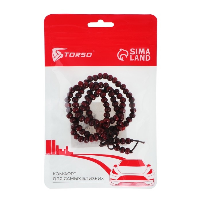 Украшение в салон авто, Украшение в салон авто, "Узел счастья", 108 бусин, дерево, темно-вишневый