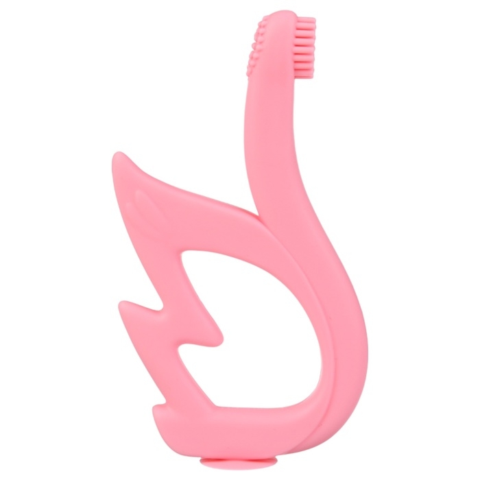 Прорезыватель - щеточка силиконовый «Лебедь», на присоске, цвет розовый, Крошка Я