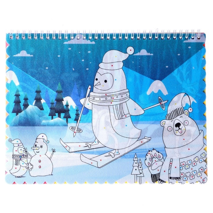 Книжка-раскраска многоразовая «Новый год» фломастеры 12 цв., 3D очки, бутылочка для воды Книжка-раскраска многоразовая «Новый год» фломастеры 12 цв., 3D очки, бутылочка для воды