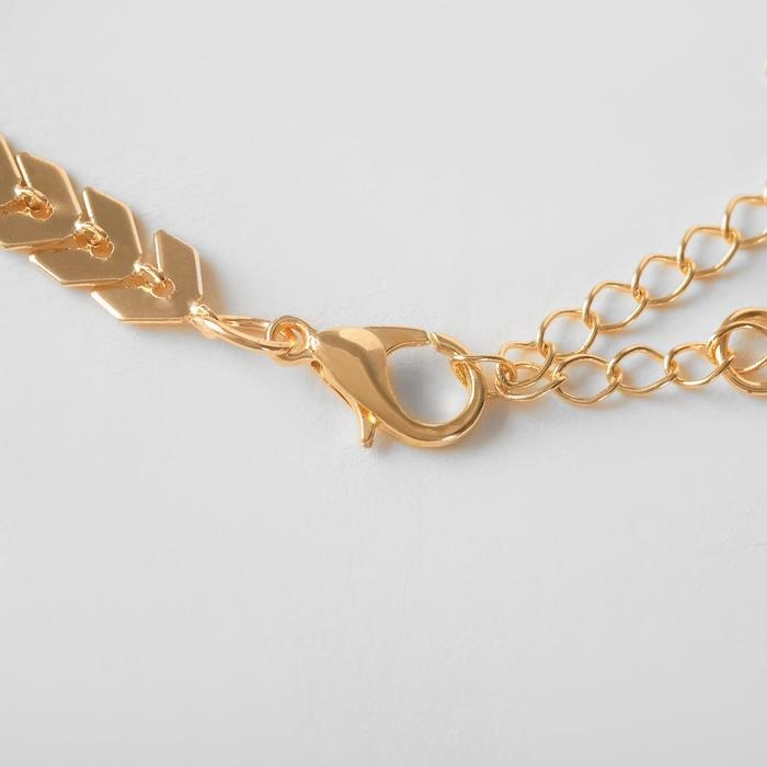 Кулон «Цепочка» листочки и бусинка, цвет белый в золоте, 45 см Кулон «Цепочка» листочки и бусинка, цвет белый в золоте, 45 см