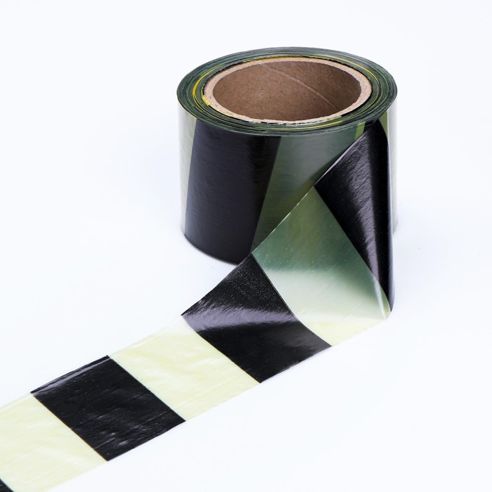 Лента оградительная 100 м, черно-желтая, ширина 7,5 см, толщина 50 мкм Лента оградительная 100 м, черно-желтая, ширина 7,5 см, толщина 50 мкм