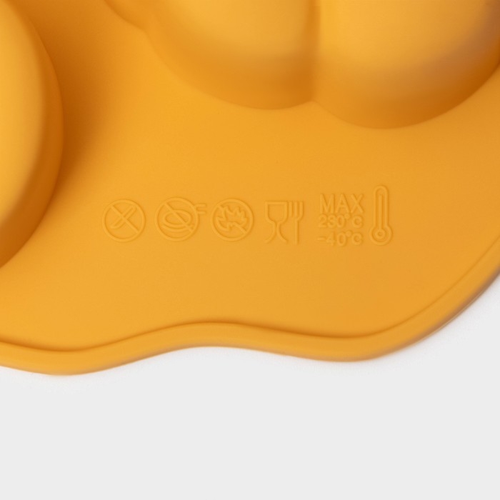 Форма для выпечки Доляна «Осенняя пора», силикон, 7 ячеек, 26×25,5×3 см, цвет оранжевый