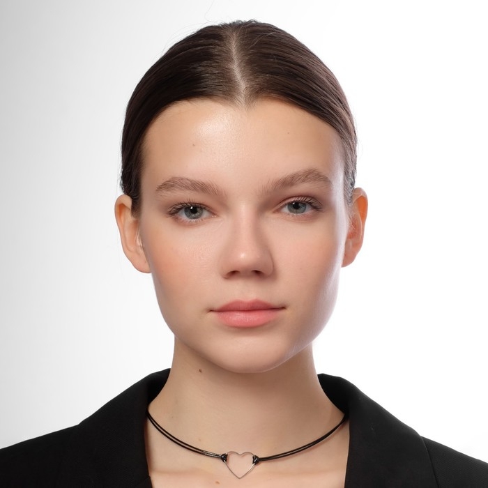 Чокер «Сердце», цвет чёрный в серебре, L= 35 см Чокер «Сердце», цвет чёрный в серебре, L= 35 см