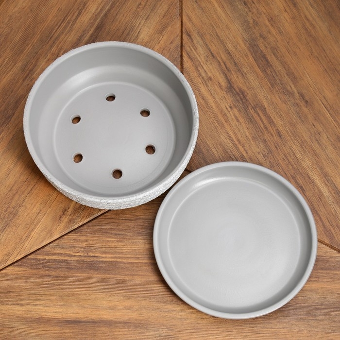 Горшок цветочный Горшок цветочный "Бонсай" для кактусов и суккулентов, серый, 2,6 л