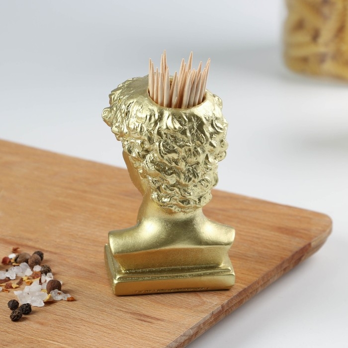 Подставка для зубочисток «Давид», золотая, 5х5х9 см Подставка для зубочисток «Давид», золотая, 5х5х9 см