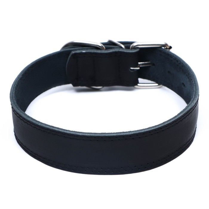 Ошейник кожаный двухслойный на замше, 3,5 см, ОШ 41-51 см, черный Ошейник кожаный двухслойный на замше, 3,5 см, ОШ 41-51 см, черный