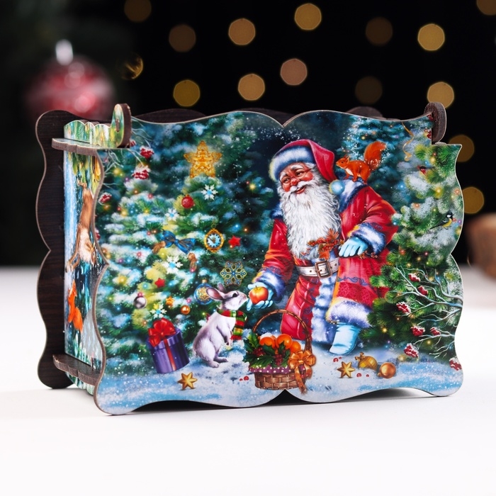 Шкатулка  Шкатулка "Дед Мороз", средняя, 14х11х7см