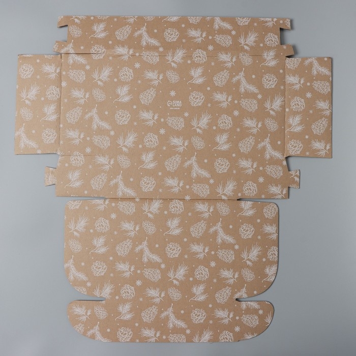 Коробка новогодняя складная «Шишки», бурый, 27 х 21 х 9 см, Новый год Коробка новогодняя складная «Шишки», бурый, 27 х 21 х 9 см, Новый год