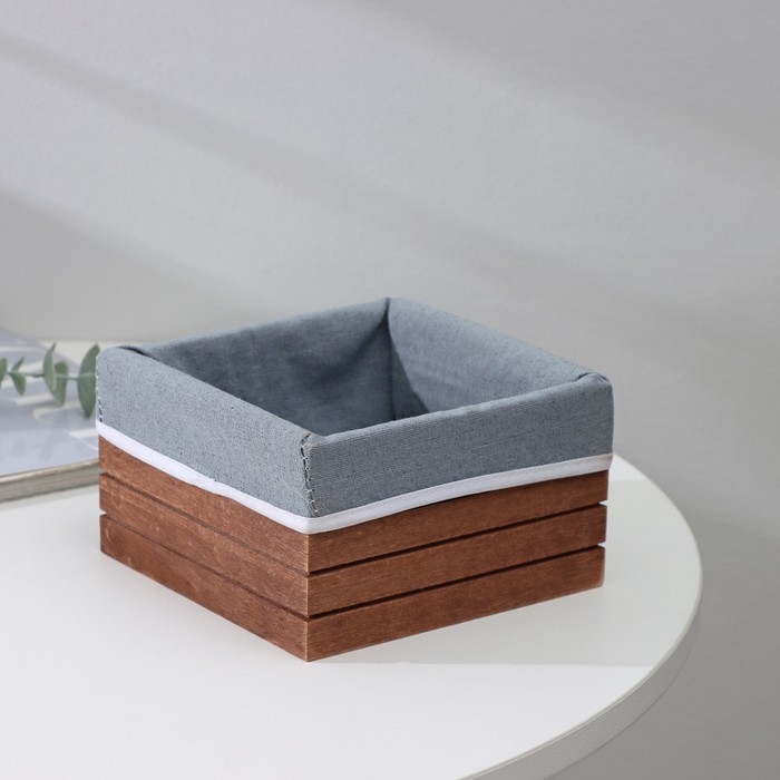 Корзина для хранения Доляна Storage, 15&times;15&times;9 см, малая, дерево, цвет коричневый, серый
