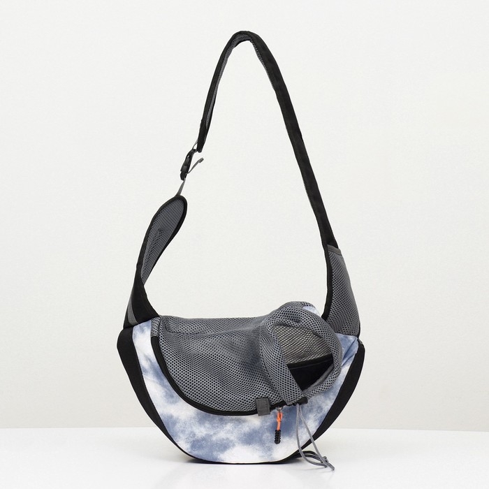 Сумка-переноска  Сумка-переноска "Слинг" с креплением для ошейника, 45 х 11 х 24 см, бело-серая